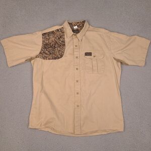 Vintage Flint River Shirt Mens XL Brown Camo Accents‎ Button Down USA Made